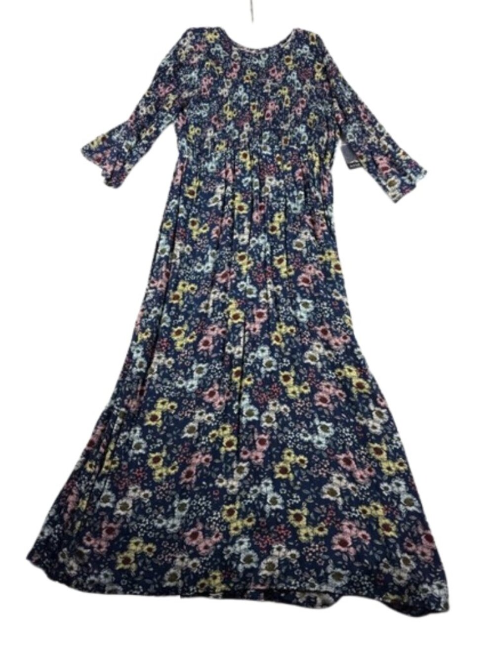 a.n.a Navy Blue Floral Maxi Dress – Women’s XXL, Flutter Sleeve, NWT